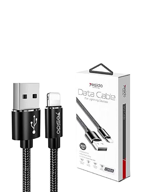 Yesido 30cm Lightning Data Cable, USB Type-A Male to Lightning for Apple iPhone, CA-54, Black