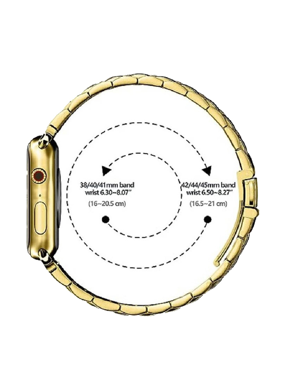 Gennext Stainless Steel Metal Replacement Watchband for Apple Watch 42/44/45/49mm, Gold