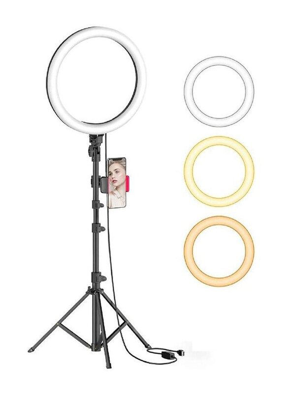 

Generic 12-inch Ring Light with Tripod Stand & Phone Holder & Dimmable LED Lights, Black