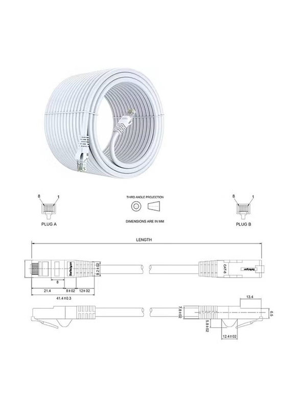 Gennext 100 Meters Cat 6 Full Copper RJ45 Cable, Ethernet to RJ45 for Computer LAN Network, White