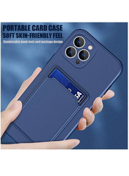 Apple iPhone 13 Pro Protective ShockProof Card Slot Luxury Rubber Mobile Phone Case Cover, Dark Blue