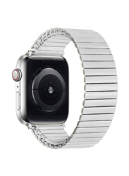 Gennext Replacement Stainless Steel Stretchable Bracelet Strap for Apple Watch Series 8/7/6/5/4/3/2/1 SE/Ultra 45mm/44mm/42mm/49mm, White