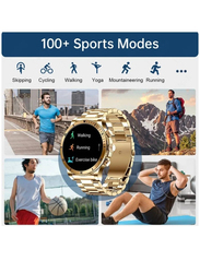 Smart Activity with Heart Rate Blood Pressure Sleep Monitor Bluetooth Call IP67 Waterproof Smartwatch, Gold