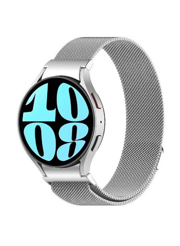 Gennext Adjustable Stainless Steel Milanese Mesh Replacement Watch Strap for Samsung Galaxy Watch 4/4 Classic/5/5 Pro/6/6 Classic, Silver