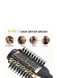 Enzo Negative Ionic Hot Air Volumizer Hair Dryer Brush for Styling & Frizz Control, Black/Gold