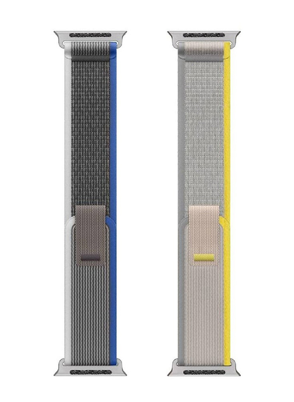 Gennext 2-Piece Nylon Weave Sport Loop Adjustable Pull Tab Strap for Apple Watch Ultra 49mm, Multicolour