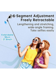 Gennext 4-in-1 Extendable up to 37.8 inch Long Selfie Stick with Tripod Stand & Remote, Large Reinforced Tripod for iPhone/OnePlus, Black