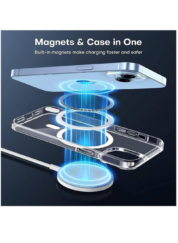 Apple iPhone 13 Magnetic MagSafe Mobile Phone Case Cover with Screen Protector & Camera Lens Protector, Clear