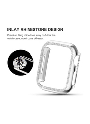 Gennext Bling Crystal Diamonds Rhinestone Hard PC Protective Bumper Cover for Apple Watch Series 8 7 41mm, Silver