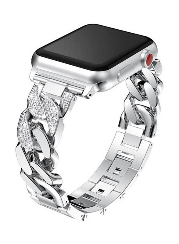 

Gennext Replacement Women Bling Diamond Bracelet Band for Apple Watch Series 7/6/5/4/3/2/1/SE 41mm/40mm/38mm, Silver