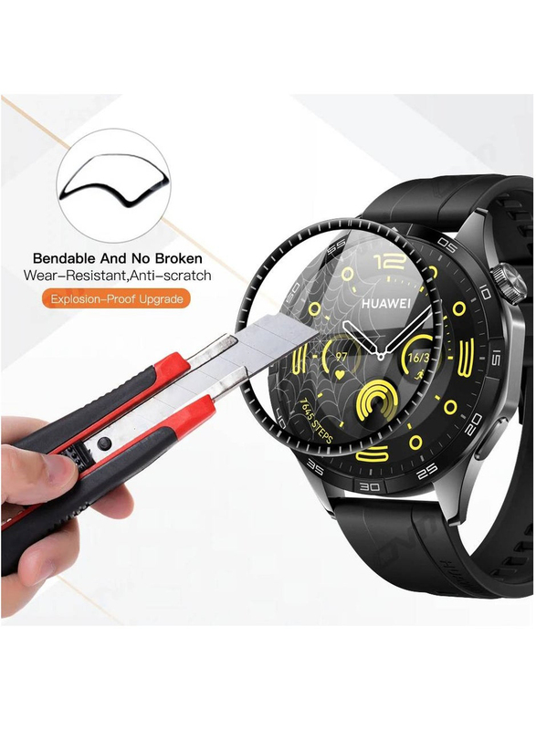 Zoomee Protective Anti-Scratch Bubble-Free Dust-Free Premium Tempered Glass Screen Protector for Huawei Watch GT 4 46mm, 2 Piece, Clear/Black