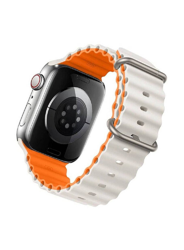 

Gennext Ocean Silicone Rubber Watch Band Strap for Apple Watch Ultra 49mm/45mm/44mm/42mm, Grey/Orange