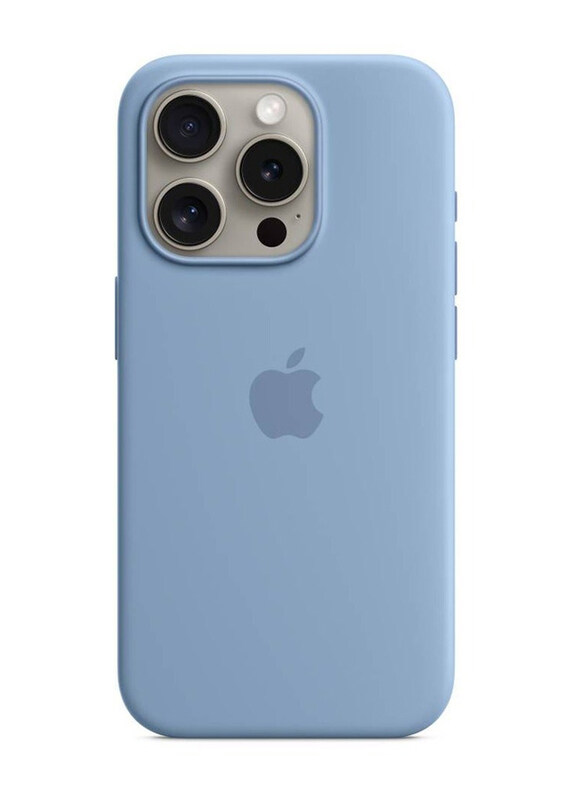 

Gennext Apple iPhone 15 Pro Slim Liquid Silicone Shockproof Protective Mobile Phone Case Cover, Light Blue