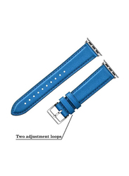 Gennext Replacement Genuine Leather Strap for Apple iWatch Series 8/7/6/5/4/3/2/1/SE/Ultra 49mm/42mm/44mm/45mm, Blue