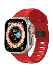 Gennext Soft Horizontal Silicone Breathable Design Strap for Apple Watch Series Ultra 2/9/8 Ultra/8/7/6/5/4/3/SE 49/44/45/42mm, Red