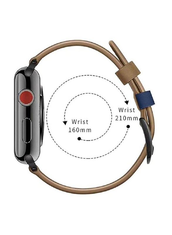 Gennext Genuine Grain Leather Quick Release Business Watch Band for Apple Watch 42/44/45/49mm, Brown