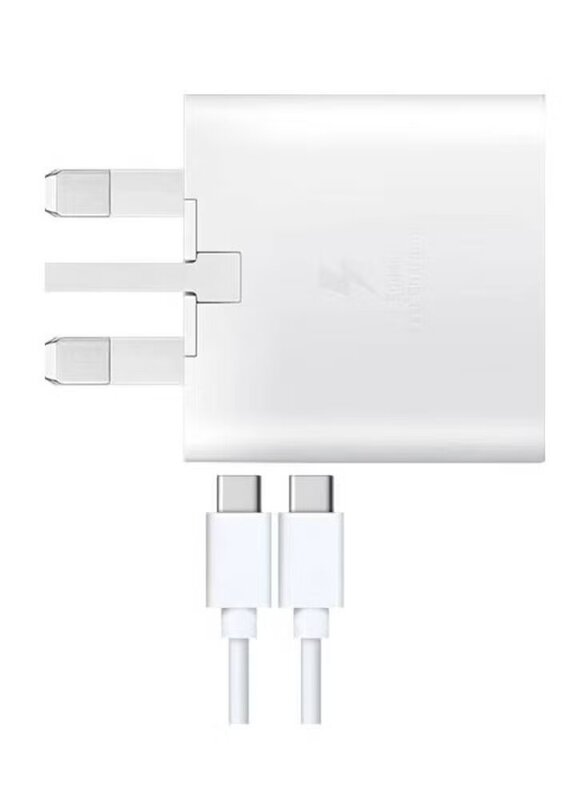 Gennext 45W UK Travel Adaptor with USB Type C Cable for Samsung, White