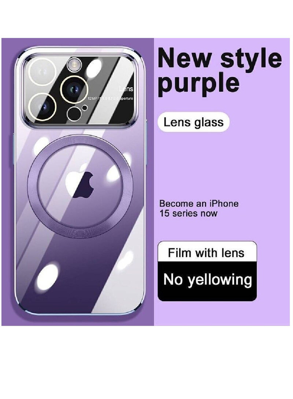 Zoomee Apple iPhone 15 Pro Max 6.7-inch Protective Window Glass Lens Camera Protection Slim Luxury Magnetic Magsafe Case Cover, Purple