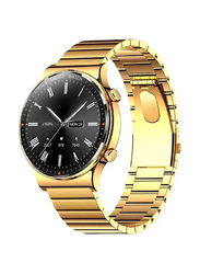 Germany AMOLED Full Touch Screen Stainless Steel Bluetooth Call IP68 Waterproof Smartwatch for Men, Gold