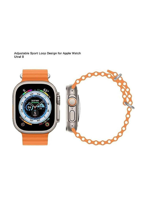 Gennext Silicone Hole Wavy Band for Apple Watch 42mm/44mm/45mm/49mm, Orange