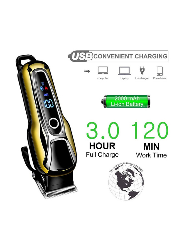 Gennext LED Display USB Rechargeable Professional Hair Trimmer Kit, Black/Gold