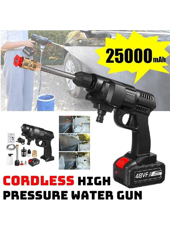 48V Wireless High Pressure Car Wash Water Gun, Black