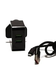 Gennext 3.0 Dual Port USB 6.2A USB Quick Charger Power for Micro USB, HC12F2, Black