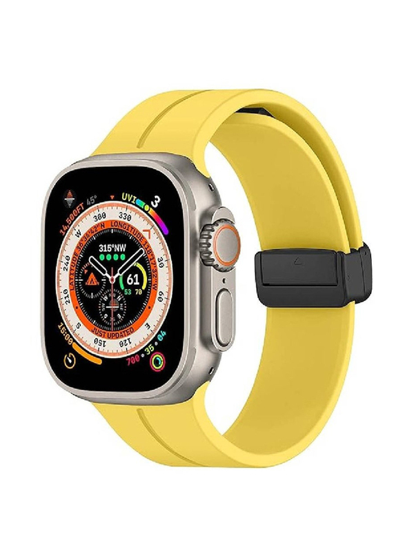 

Generic Replacement Soft Sport Wristband Magnetic Clasp Strap for Apple Watch Series Ultra 2 9/8/Ultra 8/7/6/5/4/3/SE 45/44/42mm, Yellow