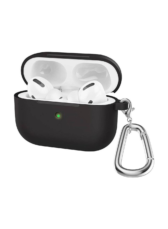 Gennext Protective Shockproof Silicone Supports Wireless Charging with a Durable Carabiner for Apple Airpods Pro, Black