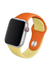 Gennext Dual Colour Soft Silicone Watch Strap for Apple iWatch Series 7/6/SE/5/4/3/2/1/42mm/44mm/45mm, Yellow/Orange