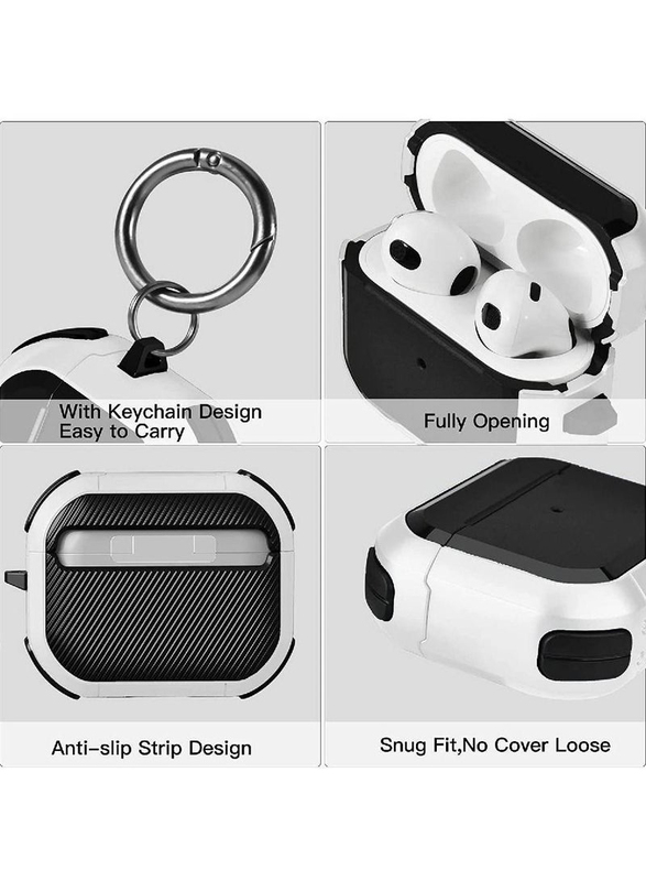 Gennext Keychain Full-Body Rugged Military Grade Protective Cover for Airpods 3rd Generation(2021), Black