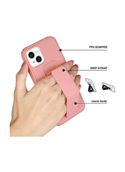 Zoomee Apple iPhone 14 Plus Protective Shockproof Mobile Phone Case Cover with Finger Grip Holder, Pink