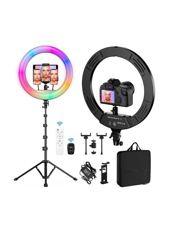 Universal 18" RGB Ring Light with Tripod Stand for Phone Camera iPad, Multicolour