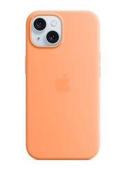 Apple iPhone 15 Plus Slim Liquid Silicone Shockproof Protective Anti-Scratch Microfiber Mobile Phone Case Cover, Orange