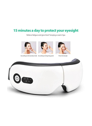 Gennext Vibration Eye Massager 4D Smart Eye Instrument Hot Compress Bluetooth-Compatible Eye Fatigue Massage Therapy Glasses, White