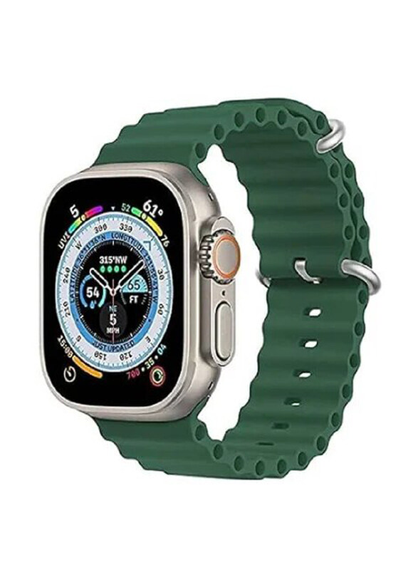 

Gennext Replacement Silicone Hole Wavy Strap for Apple Watch Ultra & Ultra 2 49mm, Green