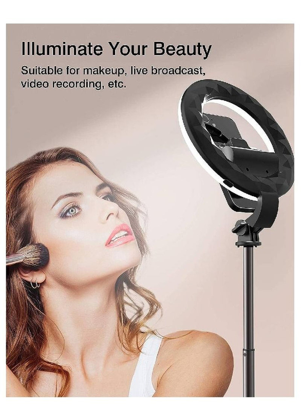 Gennext Selfie Ring Light Tripod Bluetooth Selfie Stick Cell Phone Holder, Black