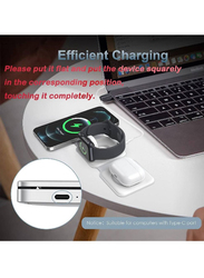 Gennext 3-in-1 Foldable Magnetic Fast Wireless Charging Pad for Apple iPhone 14/Pro/Max/Plus/13/12/Apple Watch, White