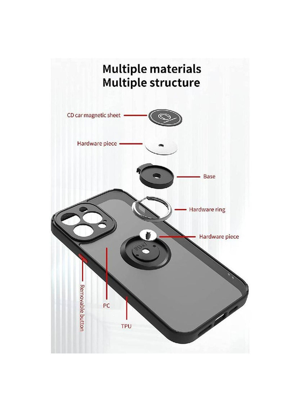 Gennext Apple iPhone 14 Pro Max Grip Magnetic Car Mount Matte Hard Back Bumper Mobile Case Cover, Black