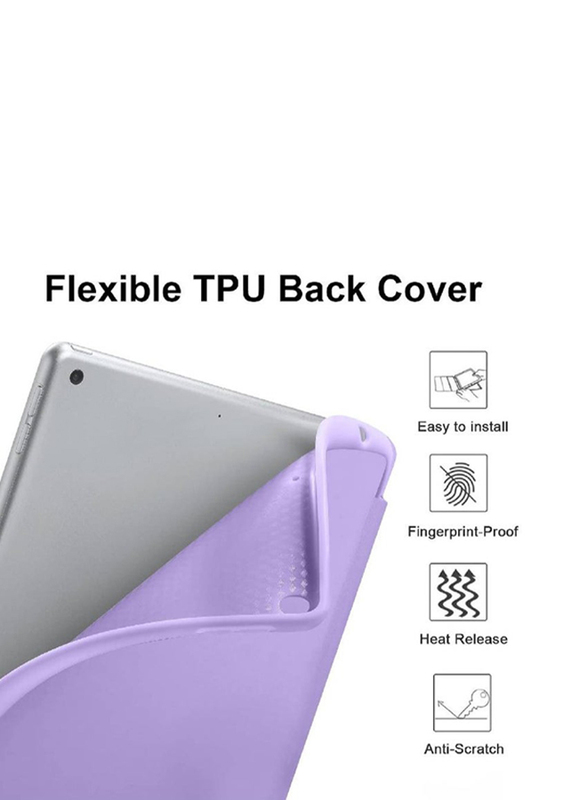 Gennext Apple iPad 10.2-inch 8th/7th Generation 2020 Full Body Protection Soft TPU Protective Smart Tablet Folio Case Cover with Apple Pencil Holder, Lavender