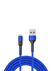 Gennext 1.2 Meters 3A Lightning Nylon Charger Cable, Fast Charging USB Type-A Male to Lightning, CE, FCC, Rosh Certified for Apple iPhone, Blue