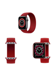 Gennext Braided Solo Loop Watch Elastic Nylon Straps for Apple Watch Series 1/2/3/4/5/6/SE/7 with 44mm/42mm/45mm, Crimson Red