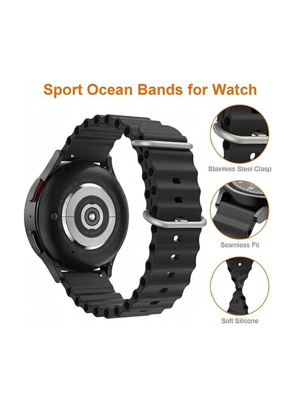 Gennext Replacement Ocean Silicone Sport Strap for Huawei Watch GT2 Pro Huawei GT4 46mm/Watch 4 Pro/Watch 4/Watch Ultimate/Huawei GT3 46mm/Watch 3/Watch 3 Pro/GT3 Pro, Black