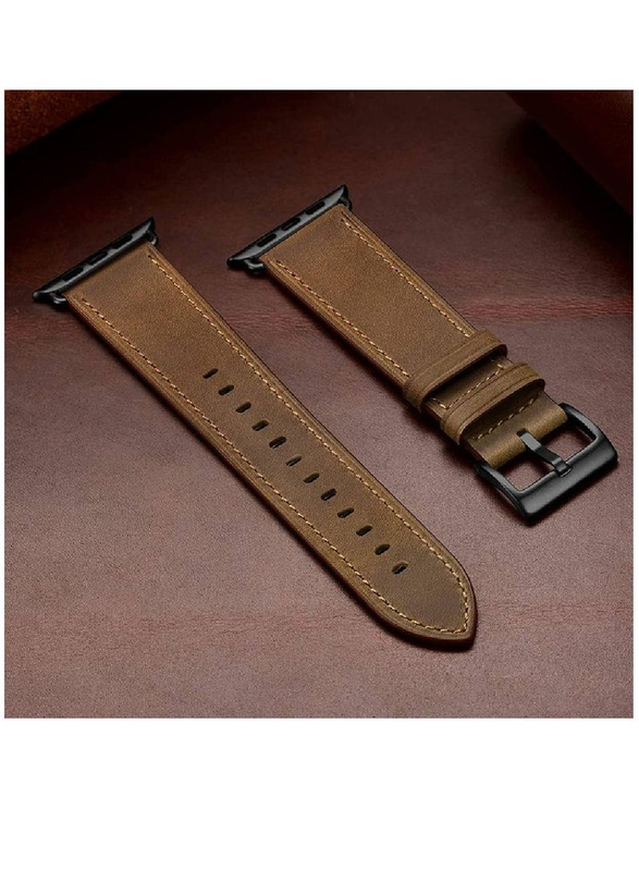 Replacement Genuine Leather Strap for Apple Watch Ultra Band 49mm/iWatch Series 8/7/6/5/4/3/2/1/SE/Ultra 49/45/44/42mm, Brown