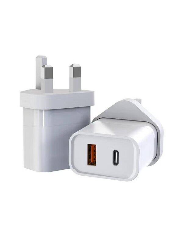 

Generic Dual Ports Wall Charger with 30W USB Type-C PD Charging Port and 18W USB Port, White