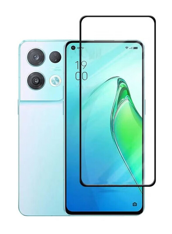

Generic OPPO Reno 8 Full Coverage Tempered Glass Screen Protector, Clear/Black