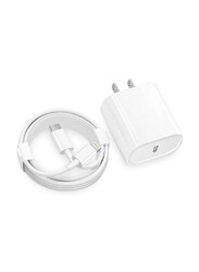 Gennext 20W Fast Charger Adapter, MFi Certified, with 6-Feet Lightning Charging Cable for Smartphones, White