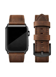 Gennext Replacement Genuine Leather Band Compatible With Apple Watch Series 8/7/SE/6/5//4/3/2/1, Brown