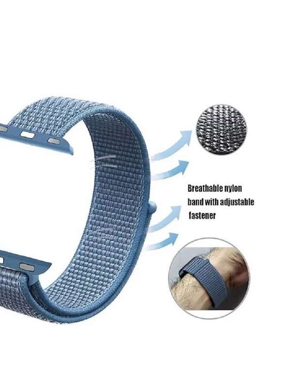 Gennext Nylon Sport Soft Replacement Strap for Apple Watch 49mm/45mm/44mm/42mm, iWatch Series 8/ultra/7/6/SE/5/4/3/2/1, Cape Cod Blue