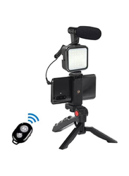 Gennext Tripod Vlog Kit for Smartphone Vlogging Kit/Starters/Kids Videos/Recording YouTube Videos/Tiktoks, Black